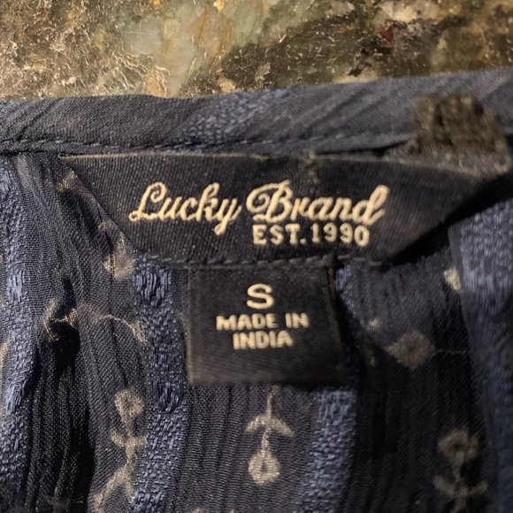 Lucky Brand Sheer Navy Blouse Small - Picture 3 of 3
